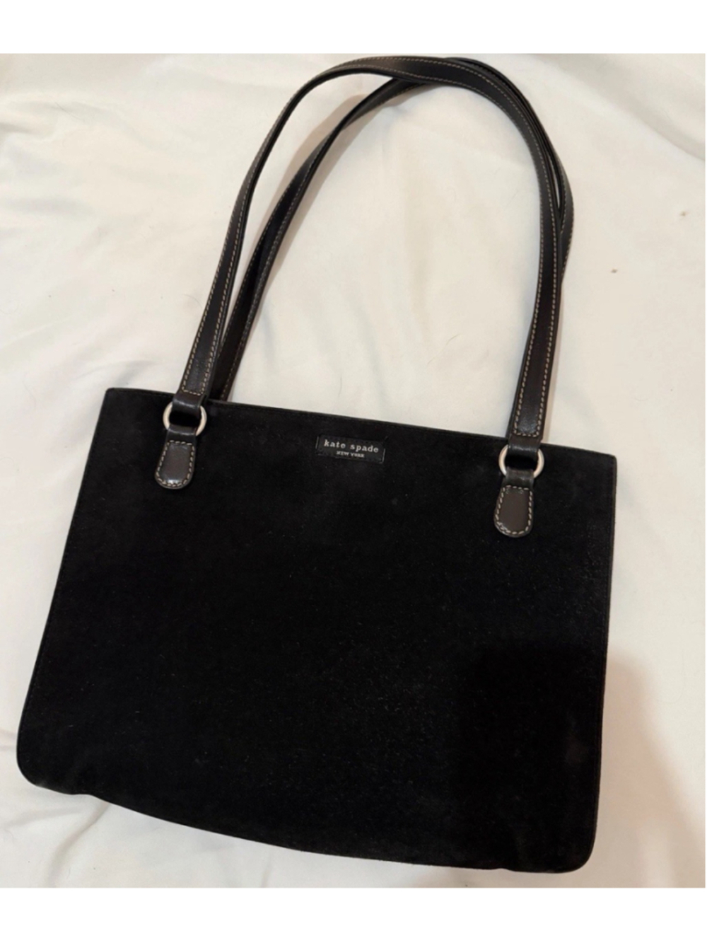 Kate Spade Black Suede Leather Shoulder Bag Handbag Purse 8.5”H X 11.5”L x2”W